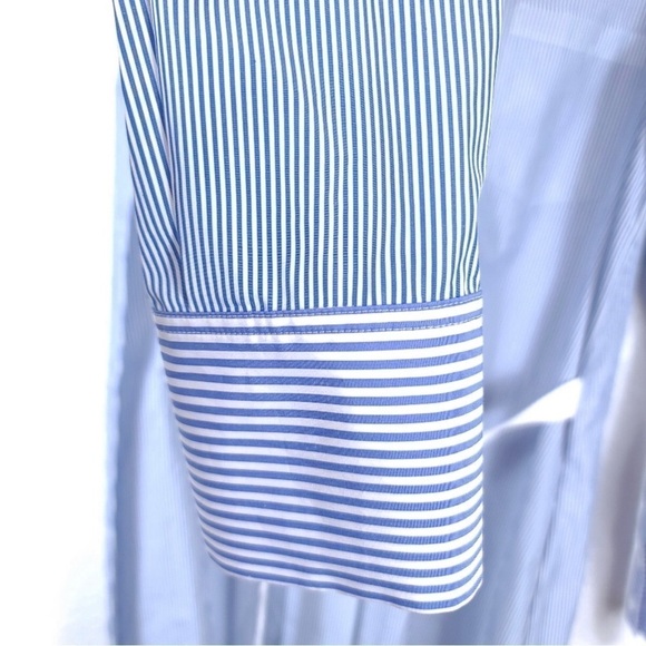 Theory Jodalee Taff Striped Poplin Shirt Dress Blue White Size 2 - Picture 6 of 12